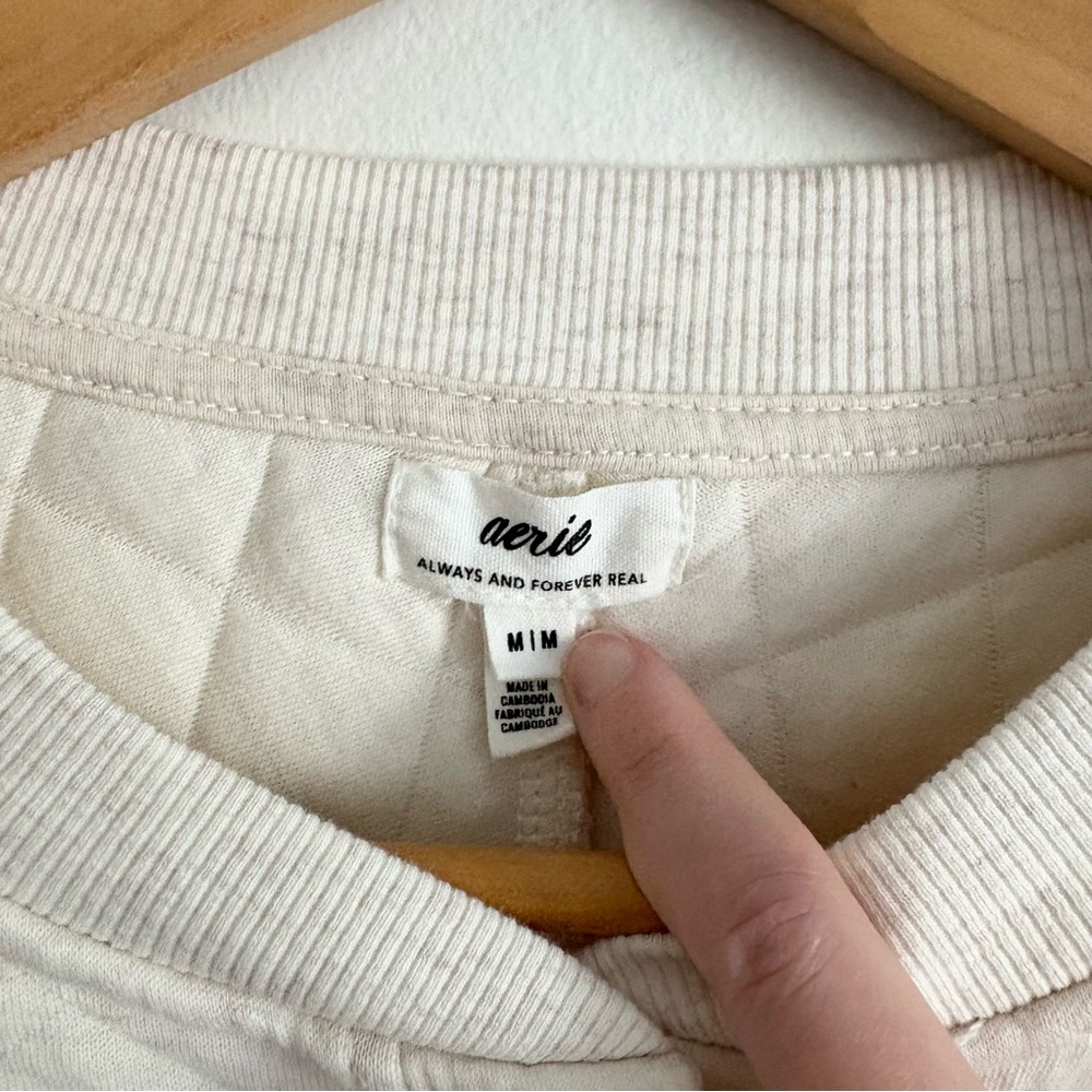 aerie Quilted Ivory Snap-Front Bomber Jacket - Picture 7 of 7